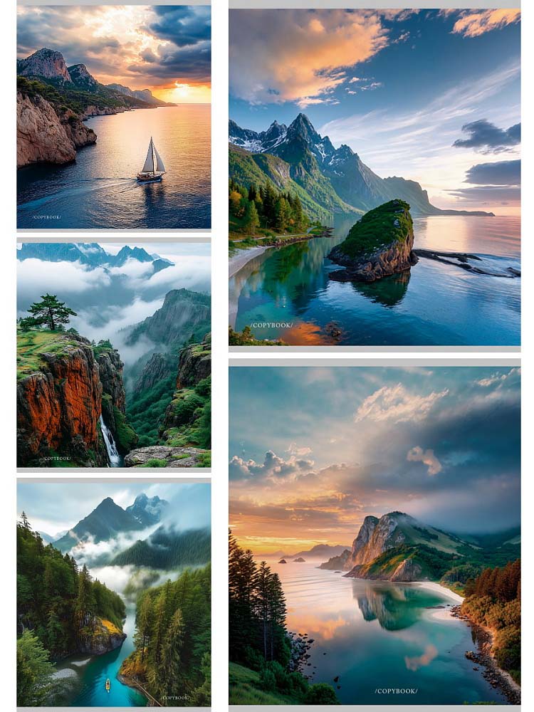 Тетрадь 48л. лин. "горный ландшафт" (проф-пресс) б/б,асс-т