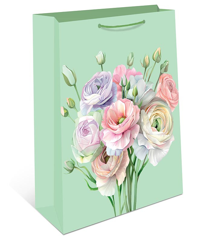 Пакет подарочный "цветы" (26х32х12см)