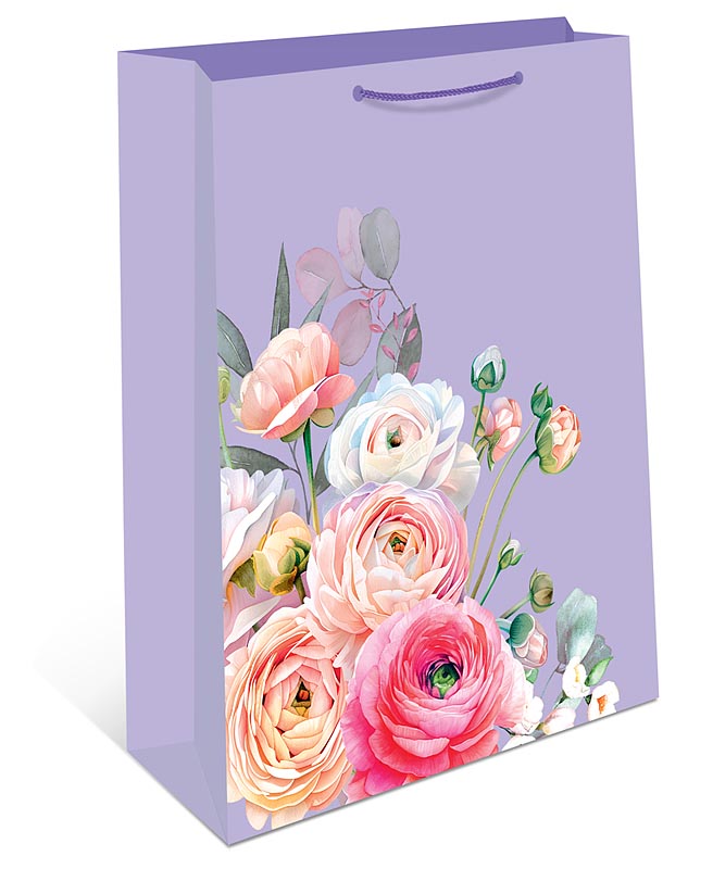 Пакет подарочный "цветы" (33х42х10см)