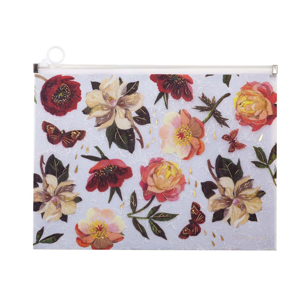 Папка-конверт на молнии zip а4 180мкм bruno visconti "flora. пионы" с рис.
