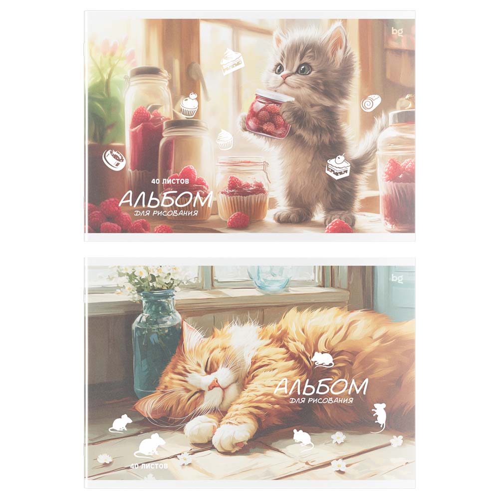 Альбом д/рис. а4 40л.скрепка "усы, лапы и хвост" (bg) пласт.обл.,асс-т