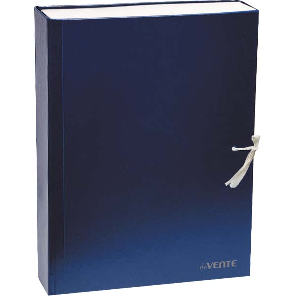 Папка-короб архивная бумвинил 8см 2 завязки синяя