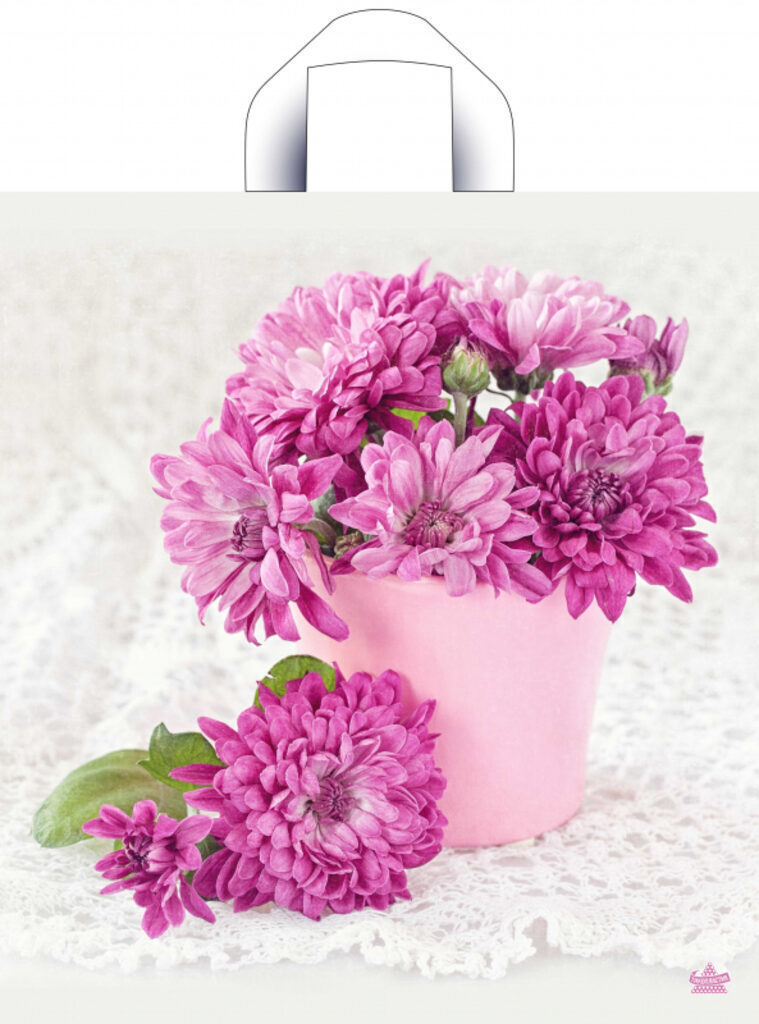 Пакет универсальный 40х36см "хризантемы" петл.ручка