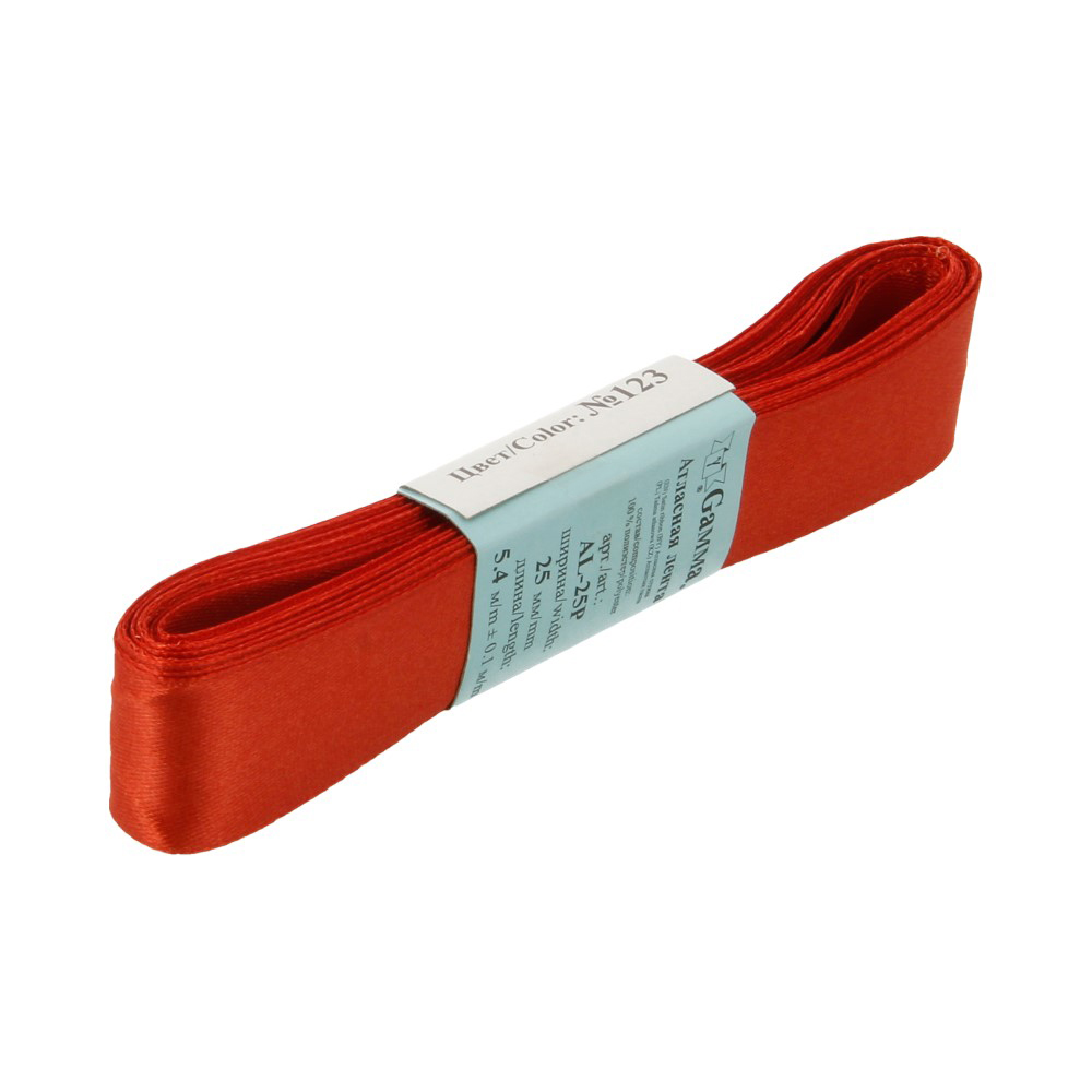 лента атласная 25мм фасовка 5,4м коричнево-бордовый Лента атласная 25мм фасовка 5,4м коричнево-бордовый