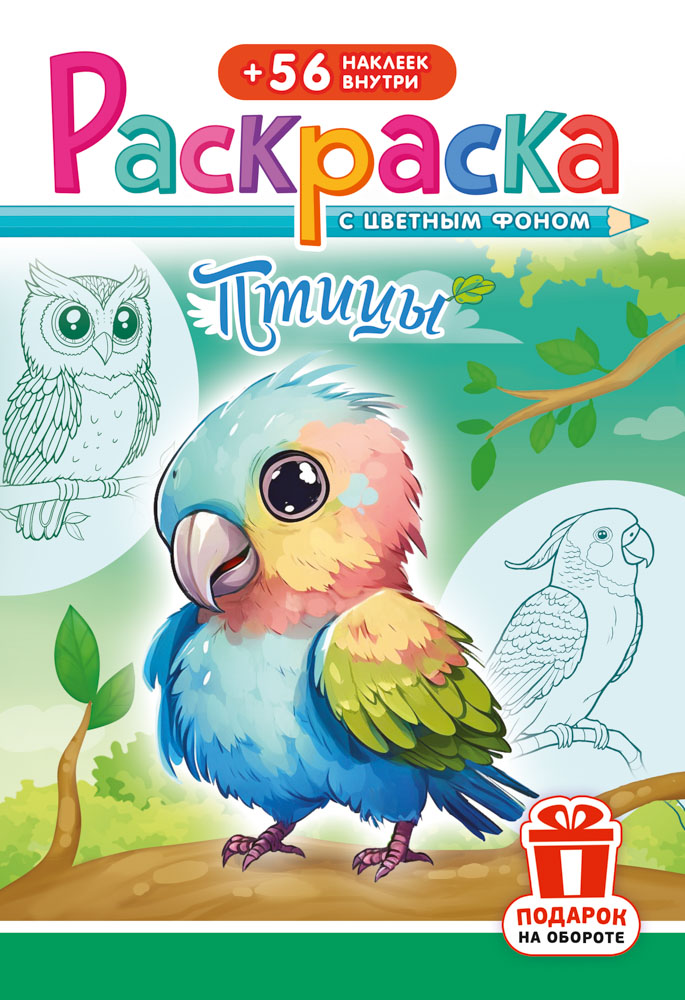 Раскраска "птицы" с наклейками а5