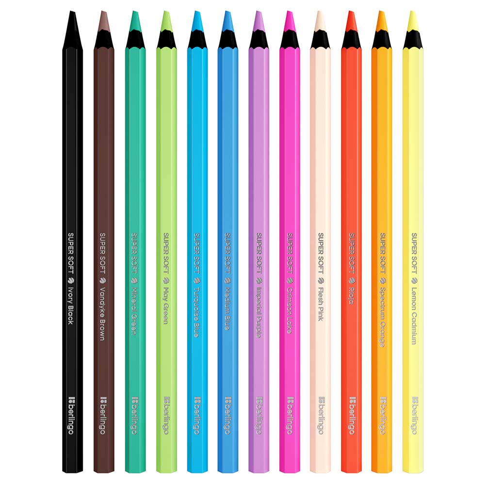 Карандаши цветные berlingo "super soft. blackwood" 12цв. шестигранные
