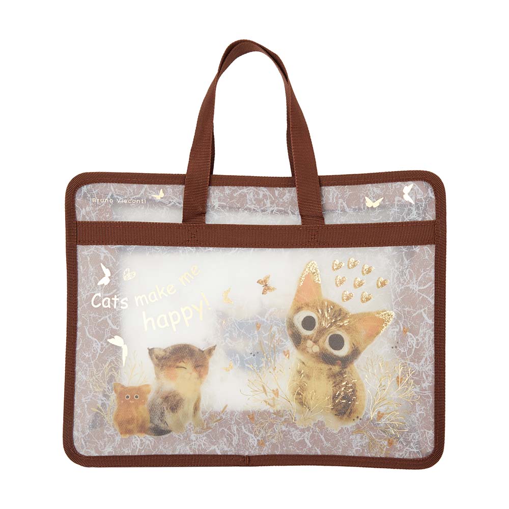 Папка-портфель пласт. а4 bruno visconti "love me. котики приносят счастье"