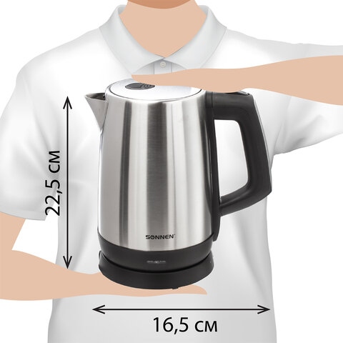Чайник электр. sonnen "kt-1785" 2200вт, 1.7л металл.корпус
