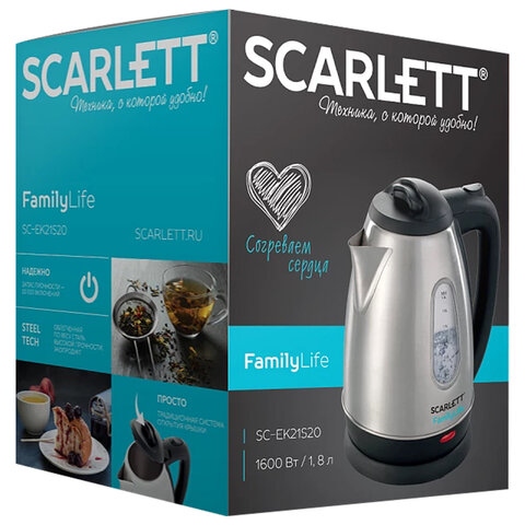Чайник электр. scarlett "sc-ek21s20" 1600вт, 1.8л металл.корпус