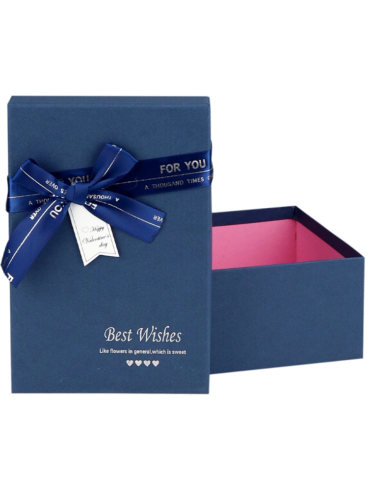 Коробка подарочная 23х16х9см с бантом синяя