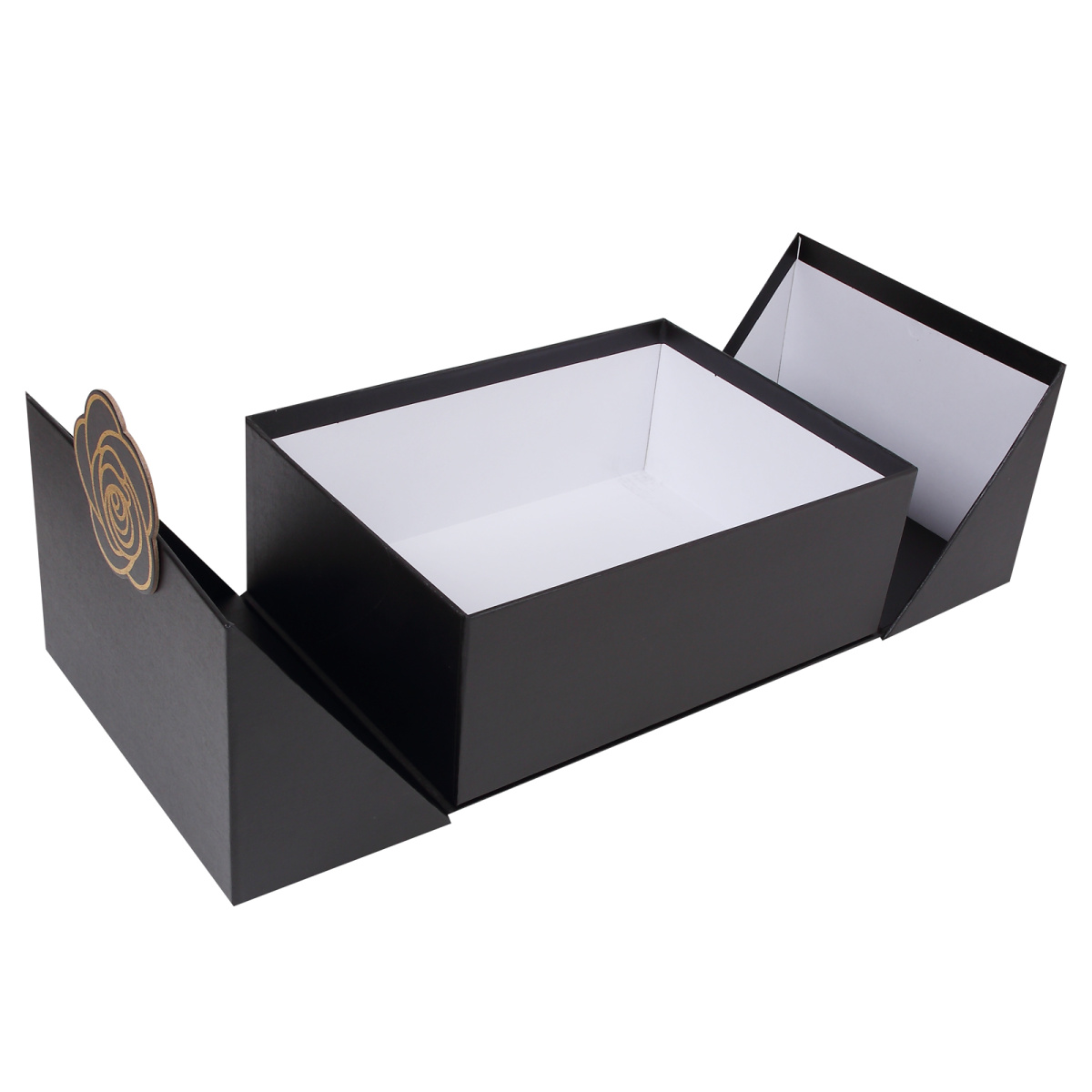 Коробка подарочная 29х21х11см "flower" чёрная на магните