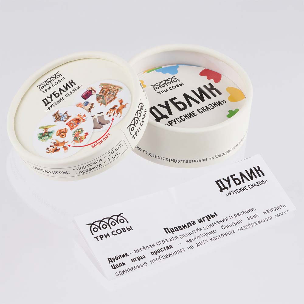Игра дублик "русские сказки" 30 карточек (три совы)