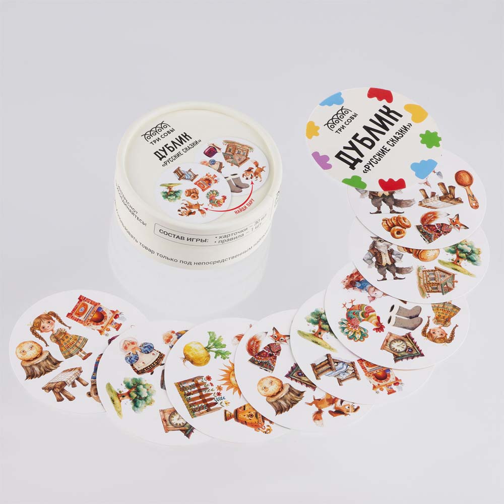 Игра дублик "русские сказки" 30 карточек (три совы)