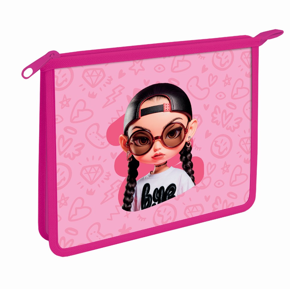 Папка для тетрадей а5 на молнии пчёлка "девочка 3d" пластик