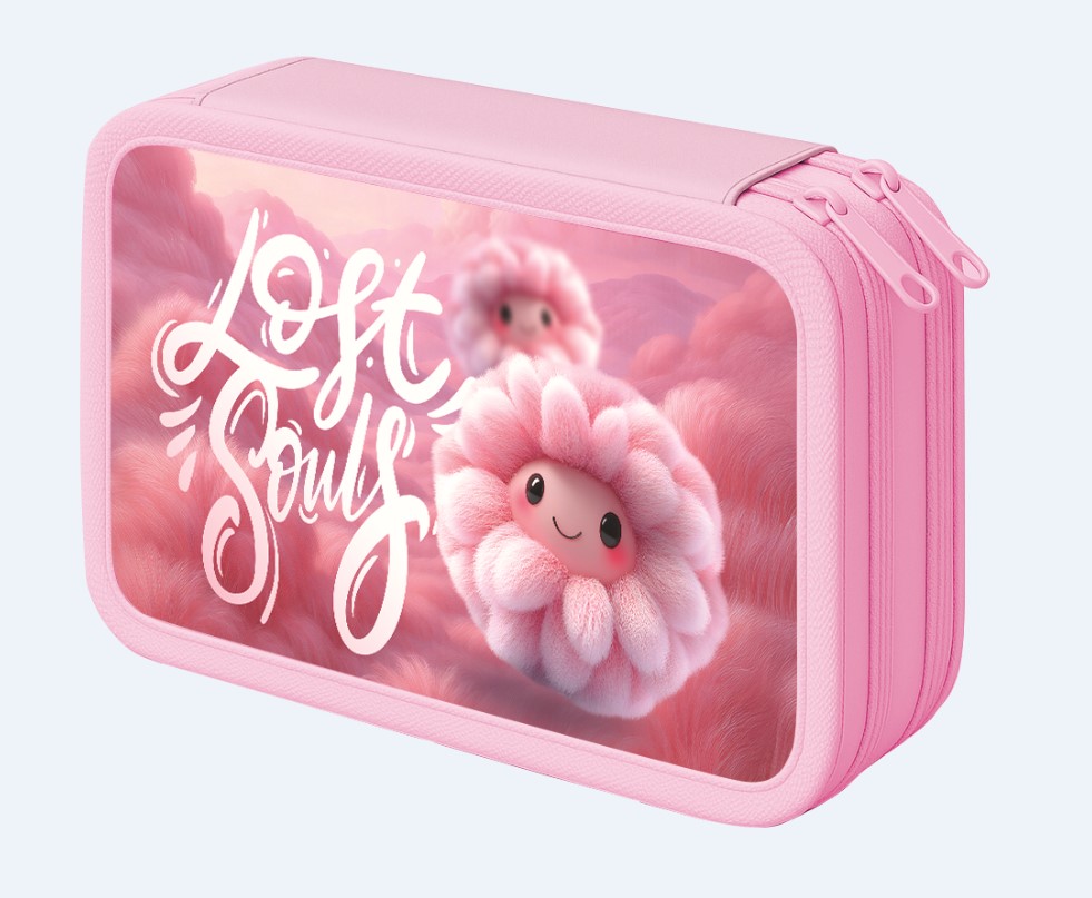 Пенал на 2-х молниях пчёлка "смайлы розовые" 205х105мм