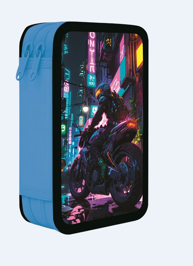 Пенал на 2-х молниях пчёлка "неоновый мото" 205х105мм