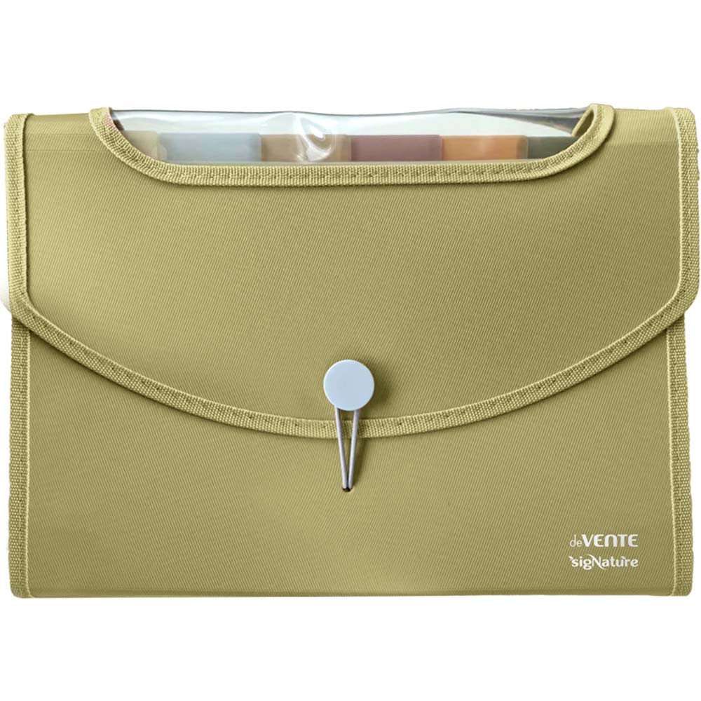 Картотека пластиковая devente "signature" а4 (8 отдел.) оливковая с клапаном на резинке