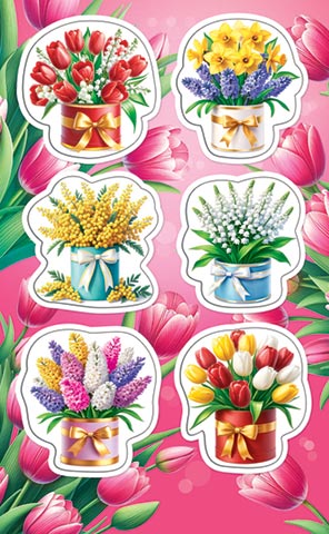 Наклейки "цветы" а6