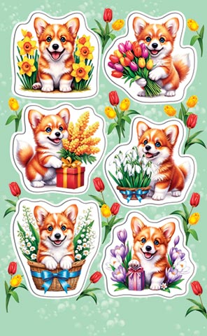 Наклейки "корги" а6
