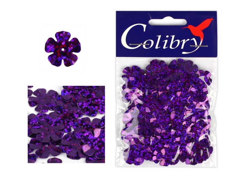 Пайетки "colibry" фигурные голографические цветы 14мм