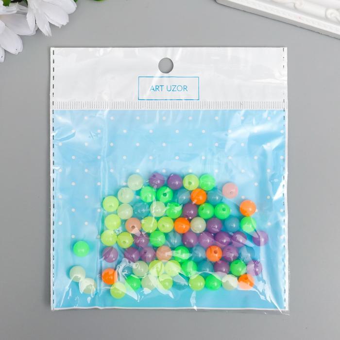 Набор бусин акрил "шарики" фосфор 8мм 20гр