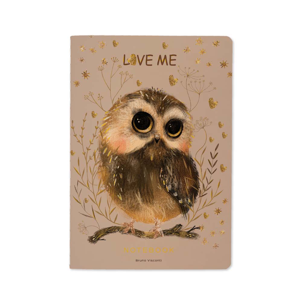 тетрадь 40л. кл. "love me. совёнок" (bruno visconti) т/б,софт тач,фольга,цв.форзац Тетрадь 40л. кл. "love me. совёнок" (bruno visconti) т/б,софт тач,фольга,цв.форзац