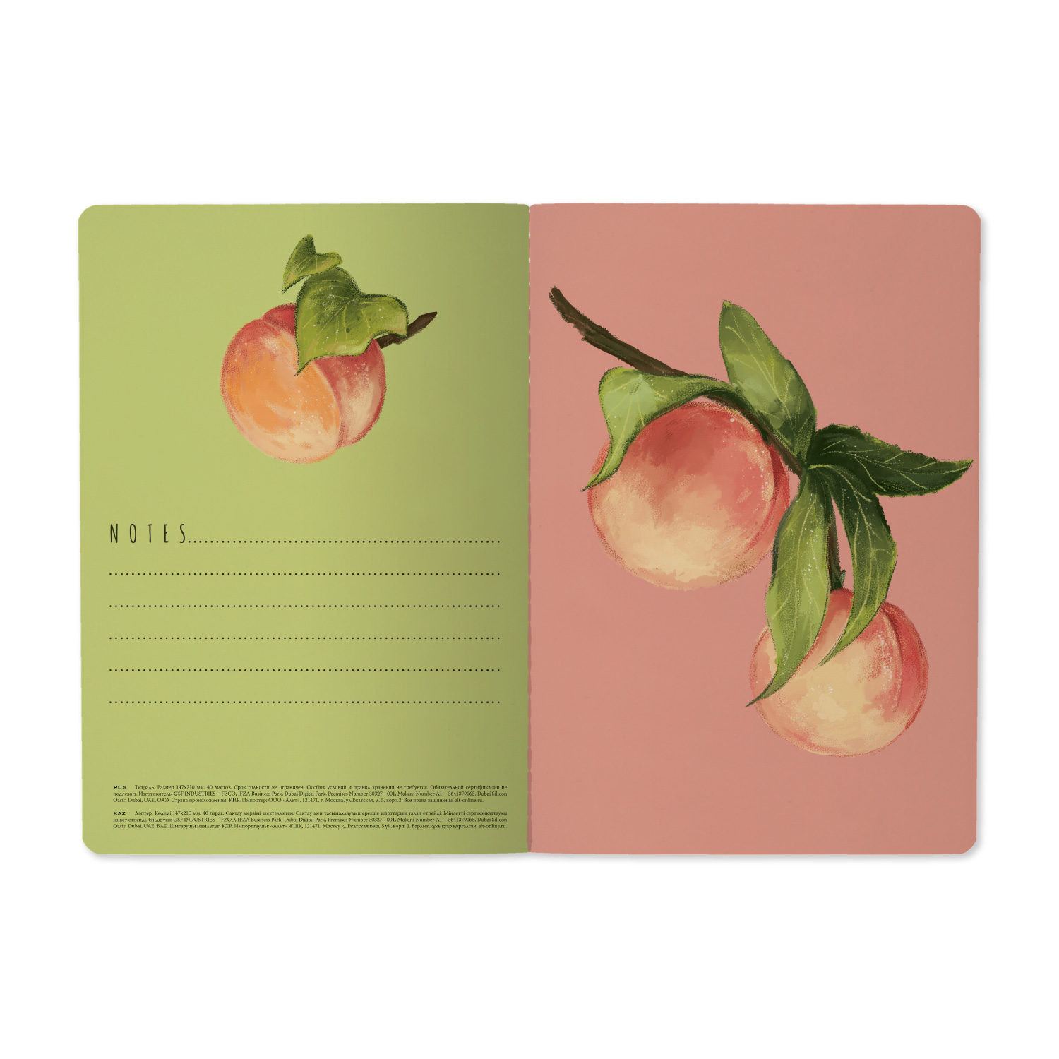 Тетрадь 40л. кл. "flora. paradise. персики" (bruno visconti) т/б,софт тач,фольга,цв.форзац