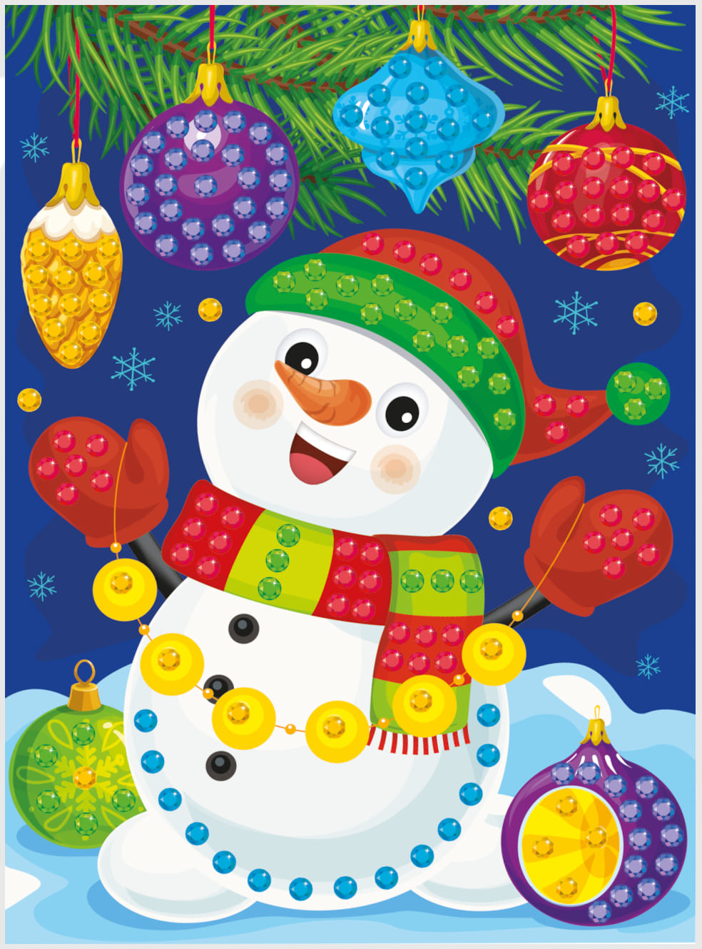 Набор д/творч. аппликация стразами "снеговик"