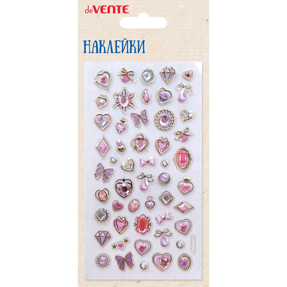 Наклейки объёмные devente "pink bliss" 9х17,5см со стразами