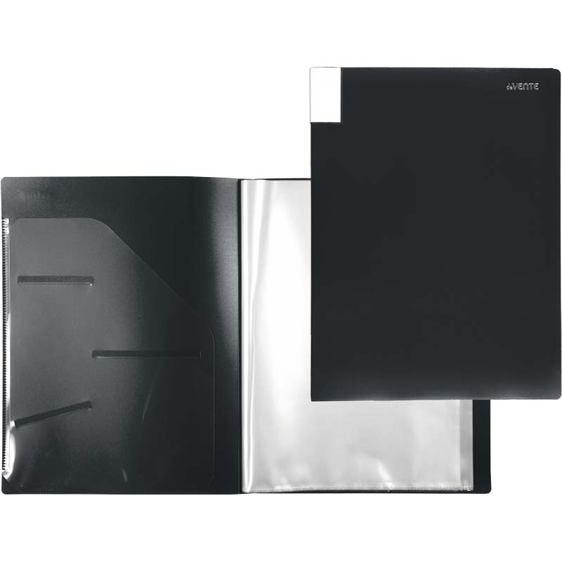 Папка пл. с 40 вклад. а3 devente "uno black" 500мкм чёрная внутр.карман