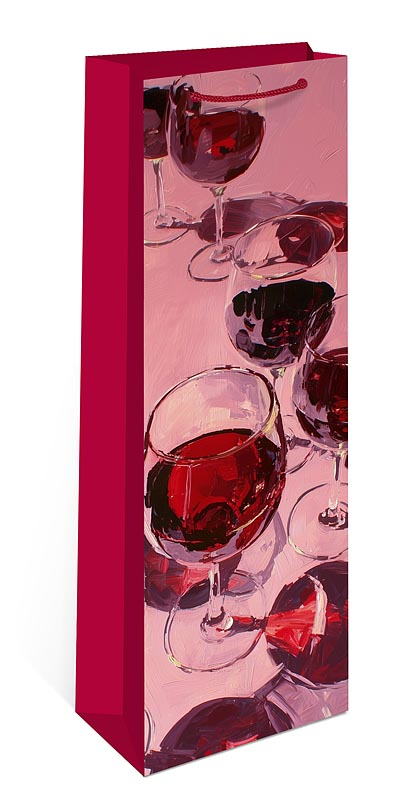 Пакет подарочный под бутылку "бокалы" (12х36см)