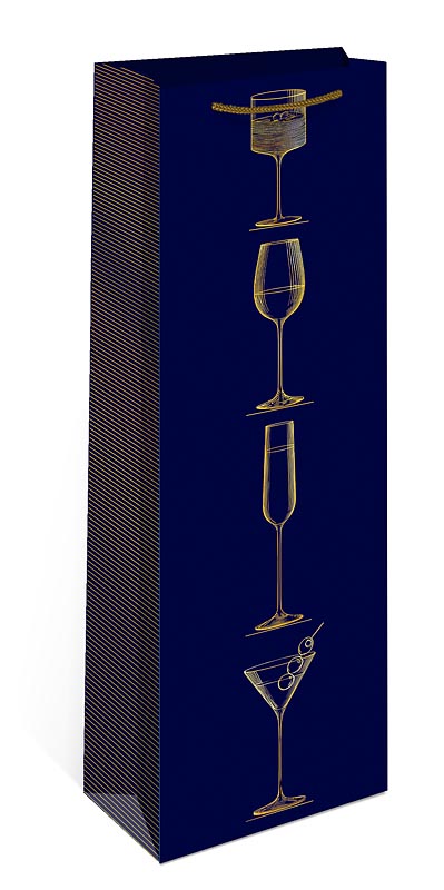 Пакет подарочный под бутылку "бокалы" (12х36см)
