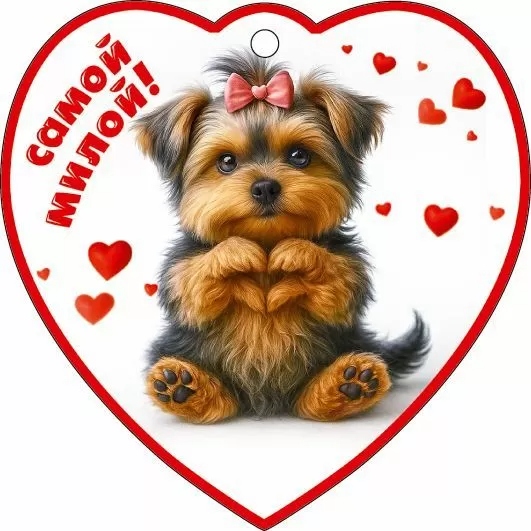 Открытка мини 9,6х9,6см "самой милой!" лак текст