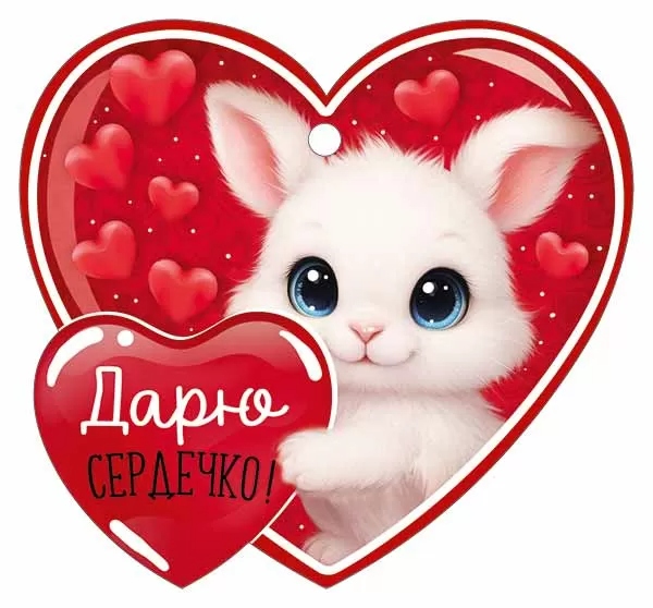 Открытка мини 9,4х8,7см "дарю сердечко!" лак текст