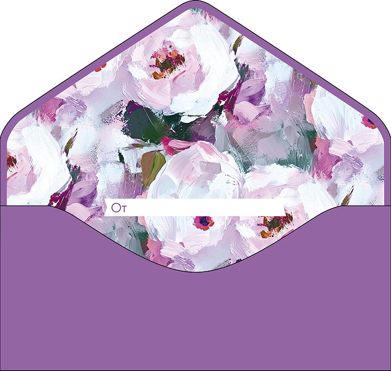 Конверт для денег "с днём рождения" цветы софт тач фольга