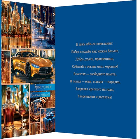 Открытка а4 "с юбилеем!" побед в судьбе... блёстки текст