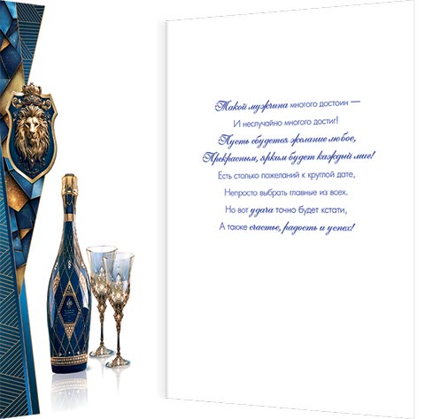 Открытка а4 "с юбилеем!" такой мужчина достоин... фольга текст