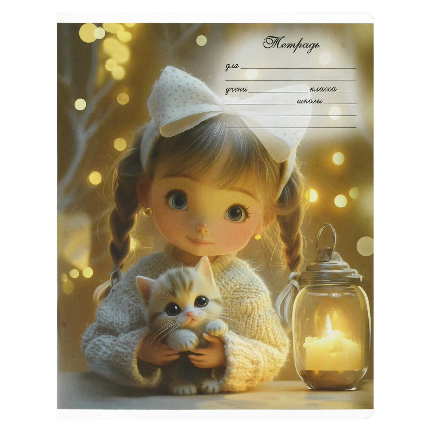 Тетрадь 12л. лин. "девочки с котятами" (феникс+) б/б,выб.лак,асс-т