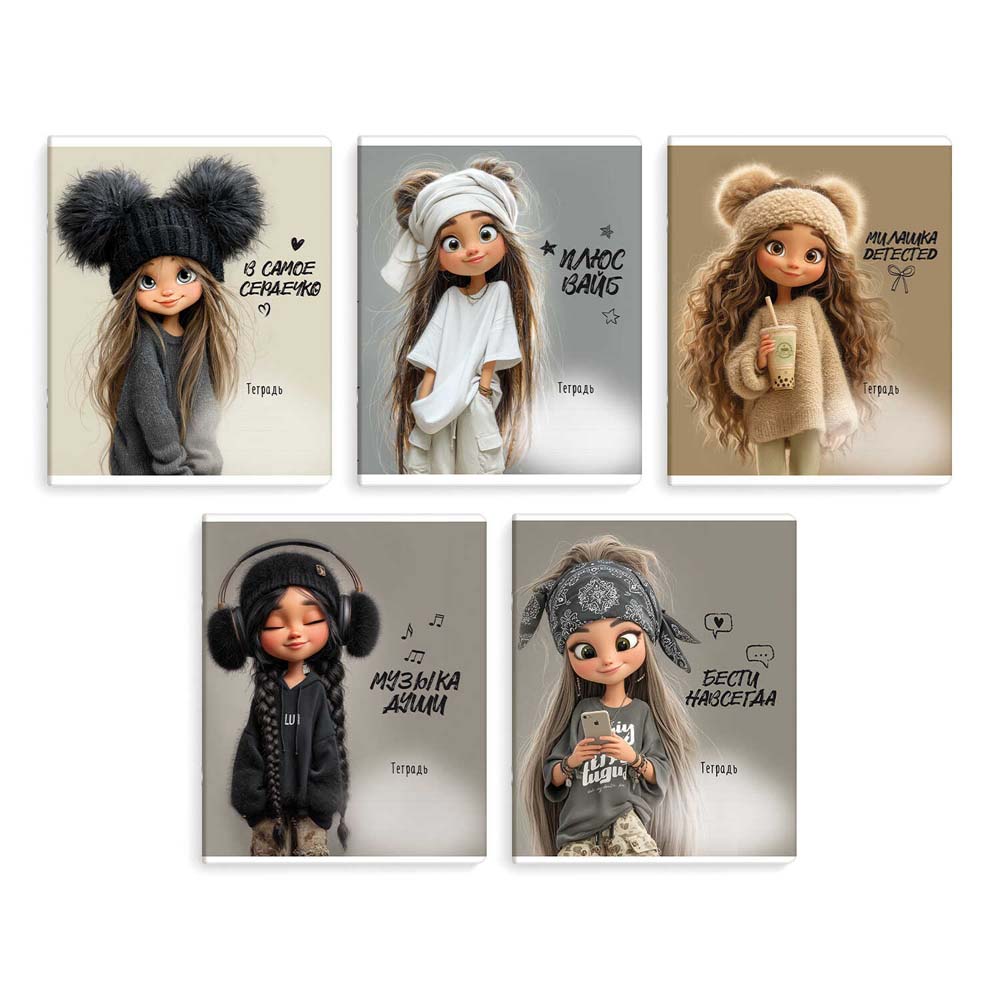 Тетрадь 18л. кл. "девчонки на стиле" (феникс+) б/б,выб.лак,асс-т