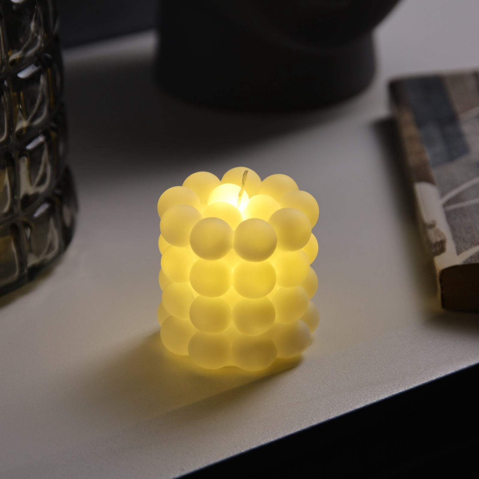 Фигура светодиодная "свеча шарики" белая 5х5смна батарейках