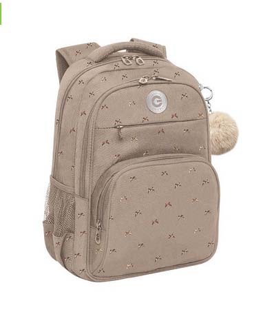Рюкзак grizzly "бантики" бежевый 28х39х20см эрг.спинка