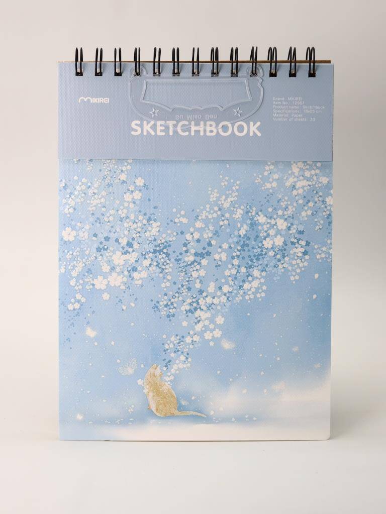 Скетчбук 180х250 30л тв.обл. гребень "dreamy cat" blue