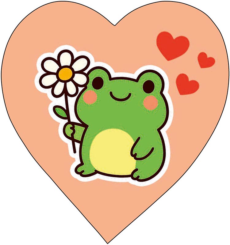 Открытка мини 6х6см "лягушка" лак текст