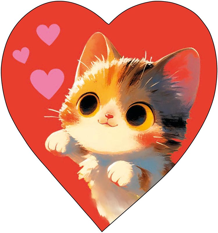 Открытка мини 6х6см "котёнок" лак текст