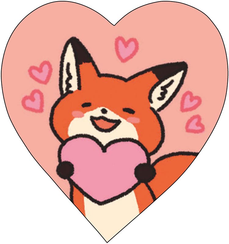 Открытка мини 6х6см "лисёнок" лак текст