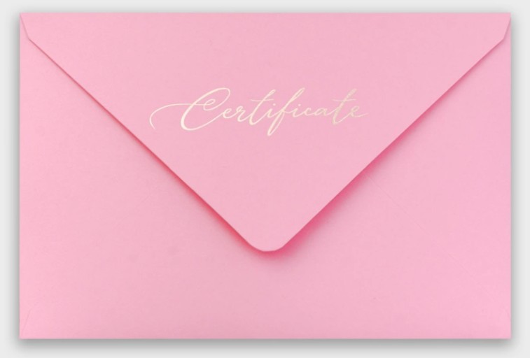 Конверт для подарочного сертификата "certificate" 11,4х16,2см розовый