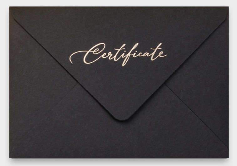 Конверт для подарочного сертификата "certificate" 11,4х16,2см чёрный