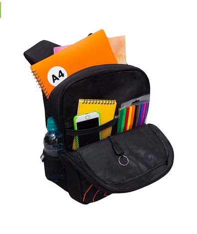 Рюкзак grizzly чёрный-цветной 26х39х19см эрг.спинка+картхолдер