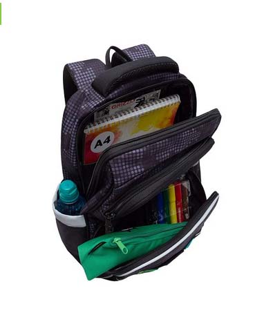 Рюкзак grizzly чёрный 27,5х39х15см эрг.спинка с подсветкой