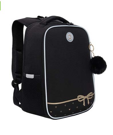 Рюкзак grizzly чёрный-золото 26х37х17см эрг.спинка